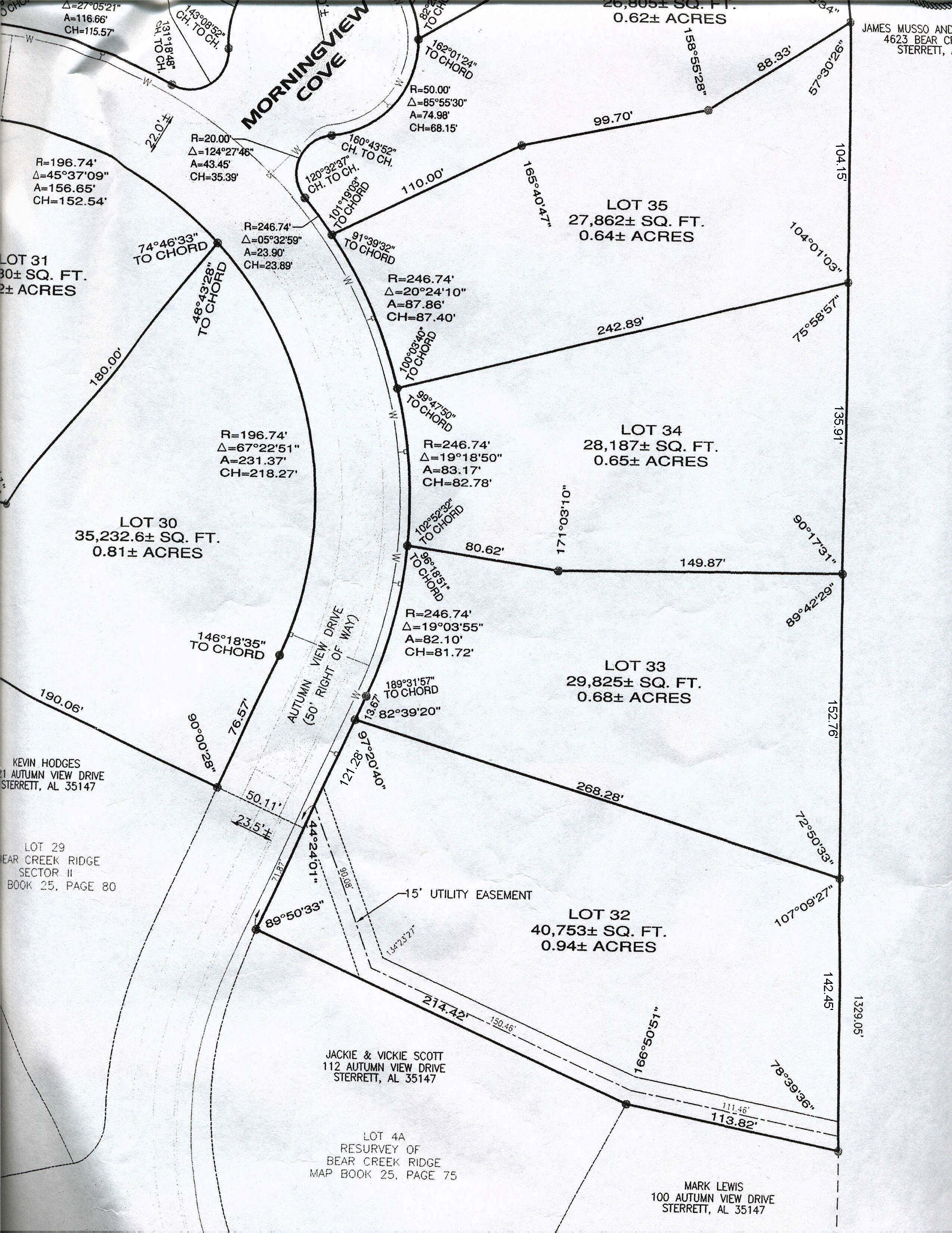 Bear
                Creek Ridge Sector 3 - Survey Lots 32 - 35