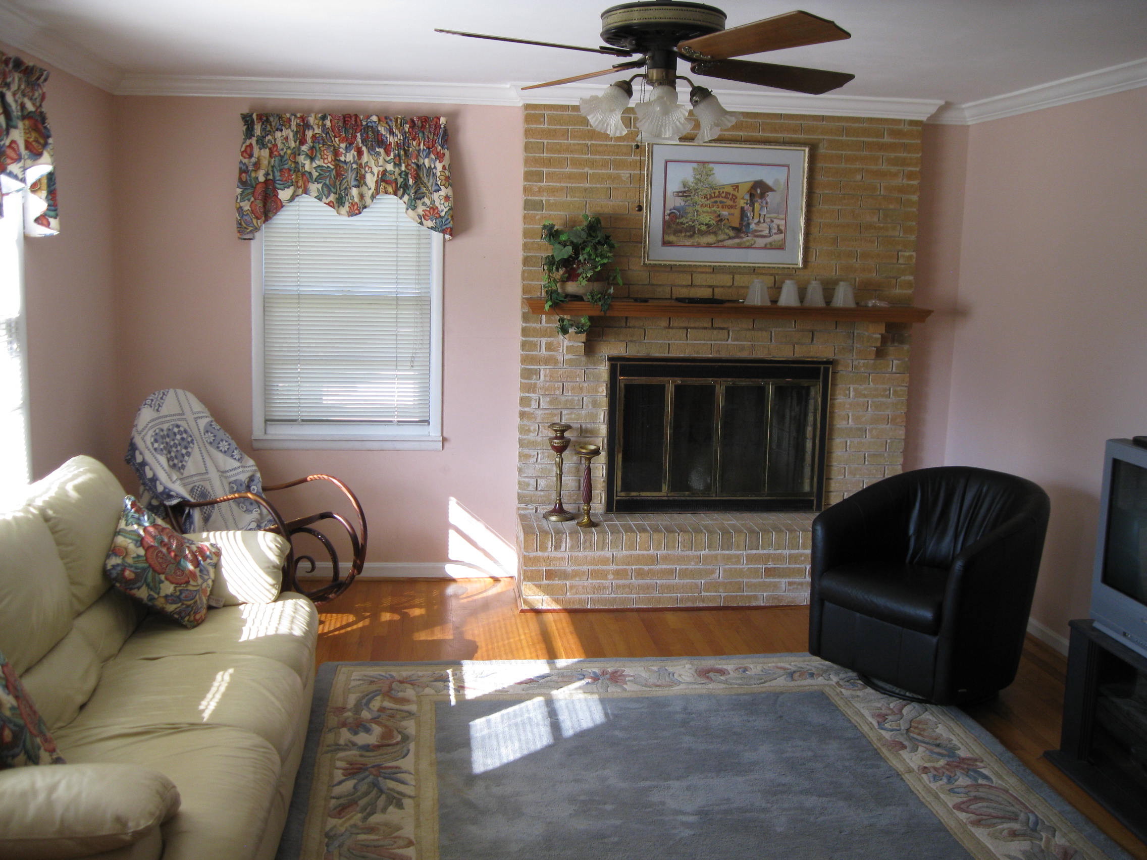 Den with Brick
              Fireplace